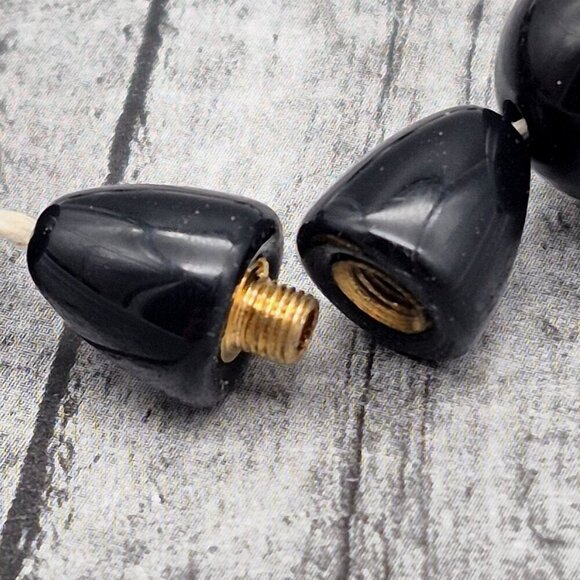 Vintage Oval Plastic Beads Collar Necklace Black & White Harlequin Pattern 18.5" - Picture 6 of 6